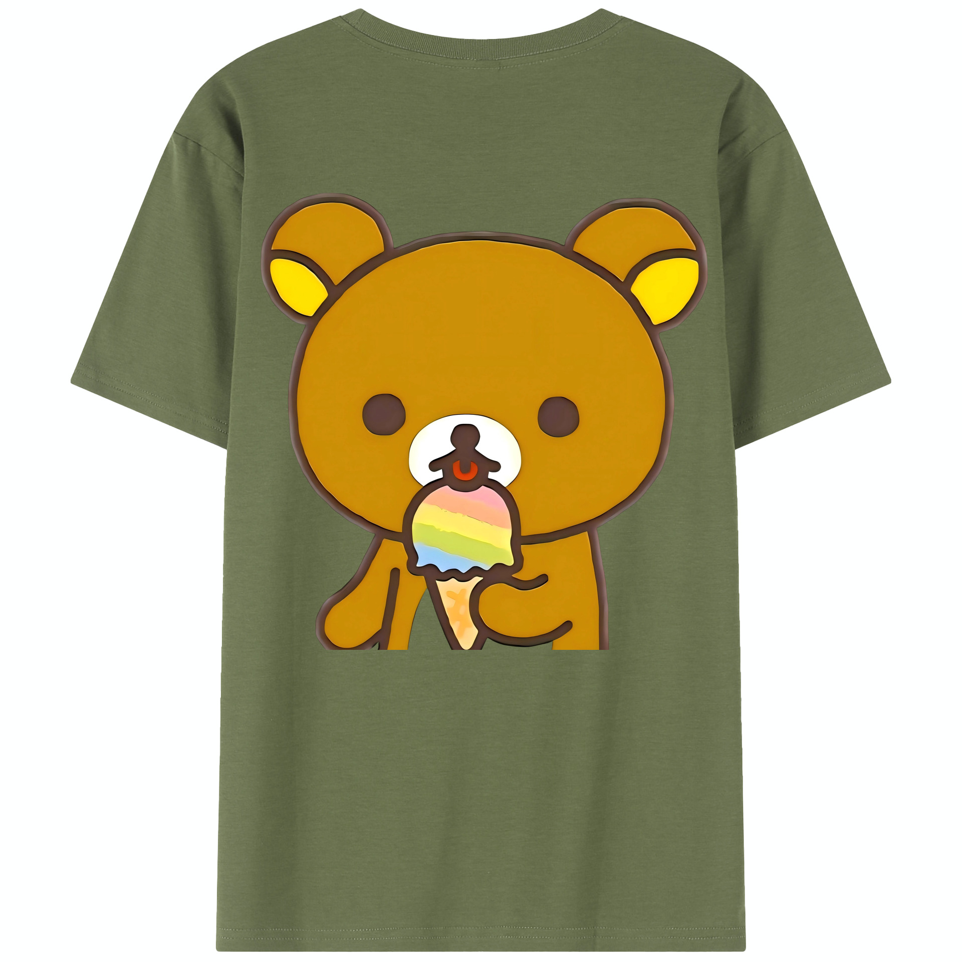 （画像用） リラックマ リラックマ キイロイトリ Rilakkuma Korilakkuma Kiiroitori 綿100％半袖Tシャツ（背面プリント）